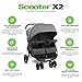 Joovy Scooter X2 Side-by-Side Double Stroller Featuring Dual Snack Trays, One-Handed Fold, Multi-Position Reclining Seats, Adjustable Leg Rests, and in-Seat Storage (Charcoal)