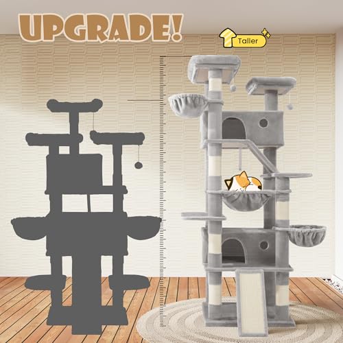 image for SHA CERLIN 81in Multi-Level Tall Cat Tree Tower for Indoor Kitties/Lar