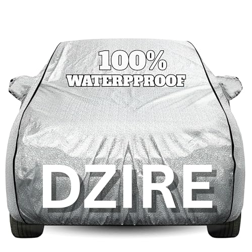 Image of Waterproof Car Body Cover - 100% Water Proof Custom Fit New Car Covers, Outdoor Full Protecting Cover for Dzire (All Models) with Free Storage Bag - UV, Rain & Dust, All Weather Protection