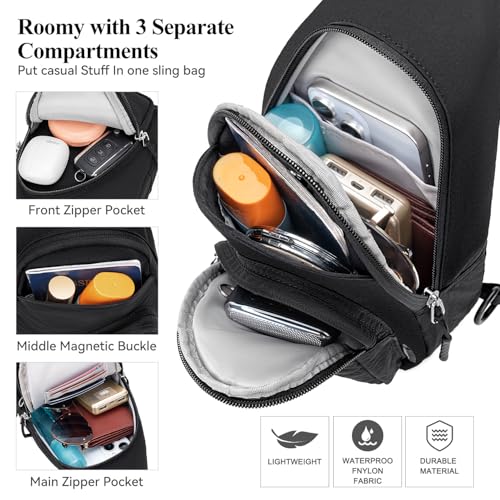 Peacocktion Small Sling Bag for Women Nylon Lightweight Crossbody Sling for Travel Casual Daily Backpck Men2