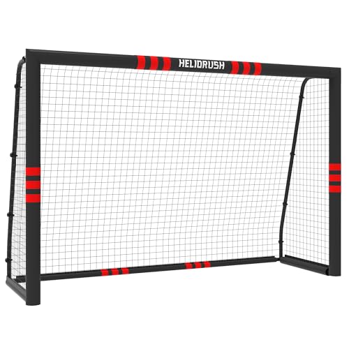 HELIORUSH Fußballtor - Anti-Rost Stahlrohr Wetterfestes Fussballtor mit EPE-Polsterung & 33-Strängigem PE-Netz - Profi Fussballtore für Garten Kinder Outdoor inkl. U-Erdnägel 180 x 120 cm
