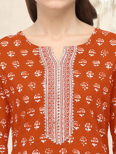 Image of MIRCHI FASHION Pure Cotton Straight Kurta Set with Dupatta | 3 Piece Ethnic Kurta Pant Set Office Wear Salwar Kurta Set for Women