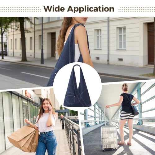 Bolso Hobo de mezclilla para mujer, grande y casual miniatura 5