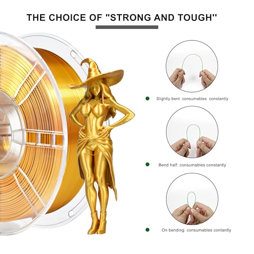 Image of iBOSS PLA Plus (PLA+) 3D Printer Filament 1.75mm+ /- 0.02mm,1kg (2.2lbs) Silk Shiny Filament 3D Printing Filament,Smooth Silky Surface,Shiny Gold PLA Pro 3D Filament,Fit Most FDM Printer (Slik Gold)