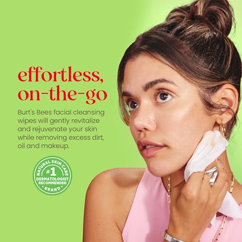 Burt's Bees Aloe Vera Face Wipes, Easter Basket Stuffers for Sensitive Skin, Soothing Makeup Remover & Facial Cleansing Towelettes, 30 Ct. (3-Pack)