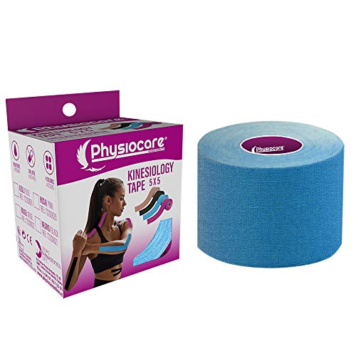 PhysioCare Kinesio Tape Azul. Cinta Elástica Sin Látex. Resistente Al Agua