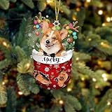 Pembroke Welsh Corgi 2 Dog Christmas Ornament, Pembroke Welsh Corgi 2 in Snow Pocket Christmas Tree Ornament, Dog Lovers Gift Idea Xmas, Decorations for Tree, Christmas Ornament Gift for Dog Lovers