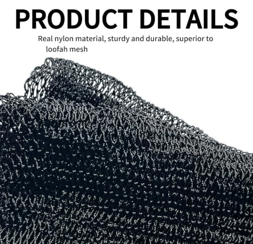 SPMKTBOZAI African Net Sponge Authentic, African Exfoliating Sponge Real African Net Black Owned, African Bath Sponge Back Scrubber, Body Exfoliator Shower Bath Accessories (Black)