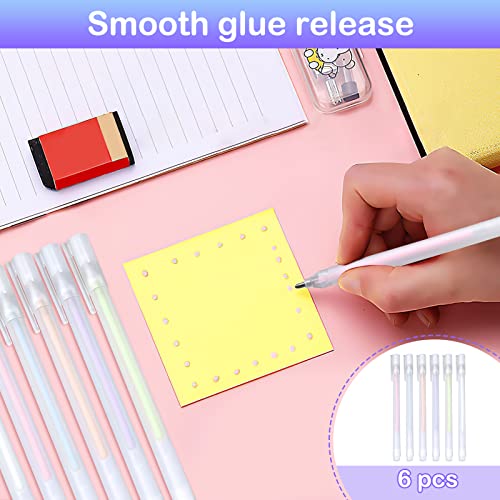 6 Stück Schnelltrocknender Klebestift für Sammelalbum, Kinder, Dünne Spitze, Flüssig - für Zuhause, Schule oder Büro