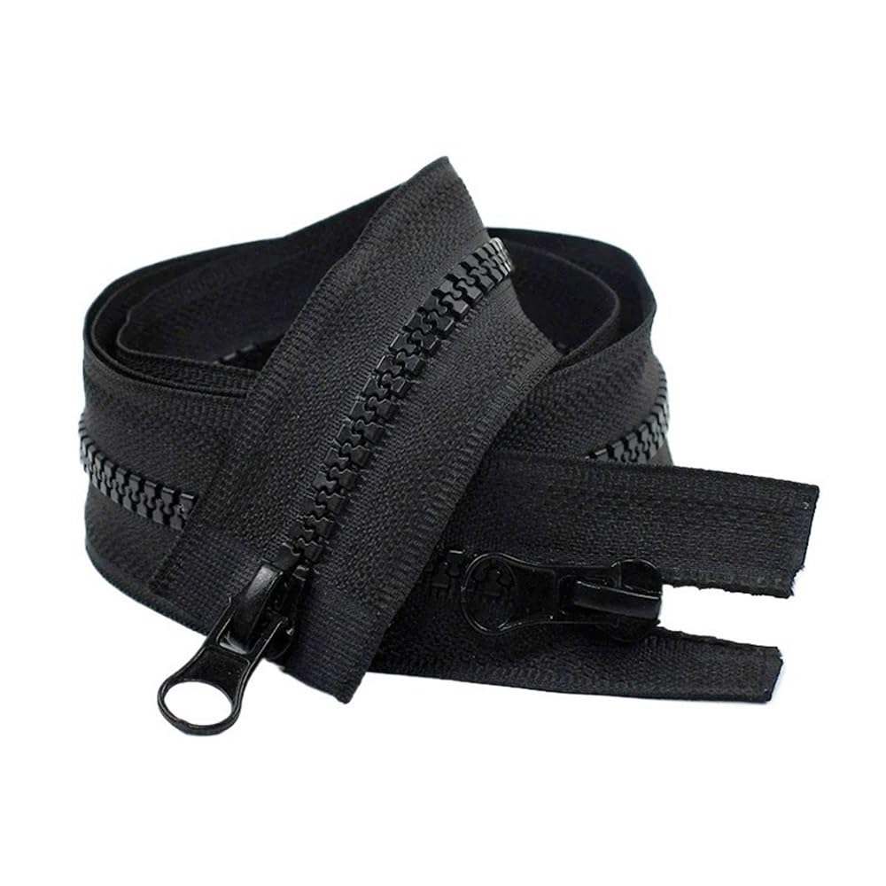DIY Craft Zipper 1pc Open-End Zipper with Double Sliders, Resin No.5 Length 6dm-30dm for Clothes Repair Accessories(Black,300cm)