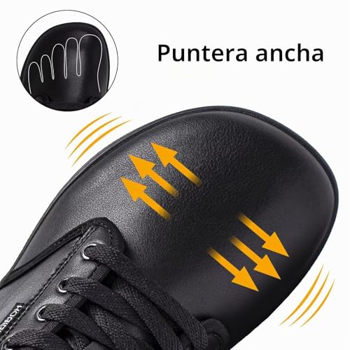 Miniatura 2 de Hobibear Unisex Amplia Descalzo Zapatos Para Hombres Womens Minimalista Zapatillas Zero Drop Zapatos Ligeros Cómodo Negro,Eu 42