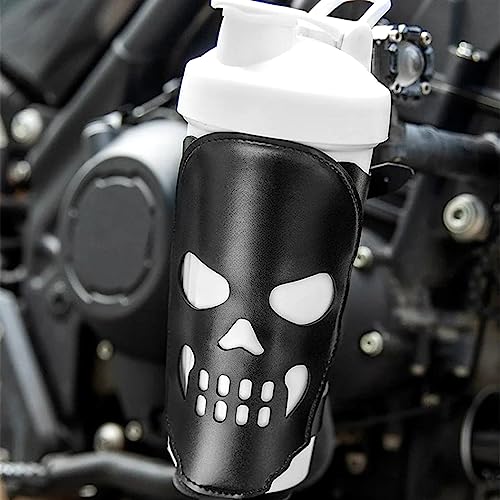 Portavasos de motocicleta universal con diseño de calavera en cuero PU miniatura 4