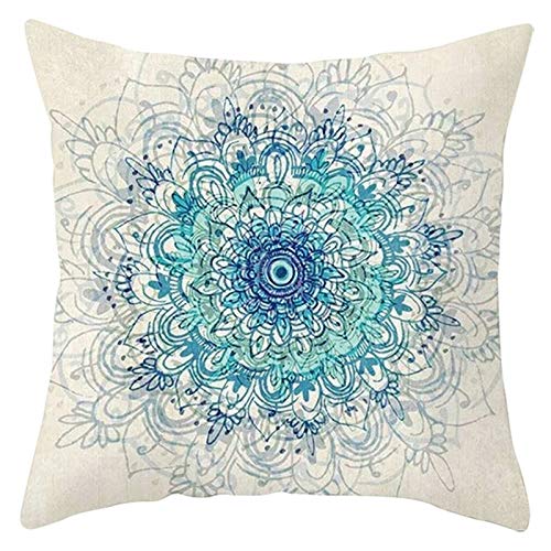 Kissenbezug Dekorative Dekokissen Kissenhülle 40x40cm, Polyester Fabrik Mandala Blumenblattmuster Deko Kissenhülle für Couch Home Decor Hauswarminggeschenke, Grün Blau, Stil 18