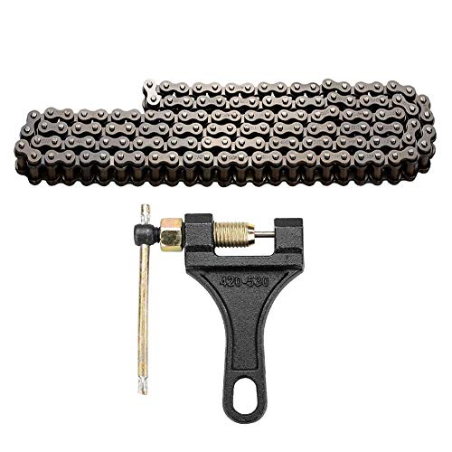 OXMART 420 Motorcycle Chain Standard Roller Chain 132 Knots with Chain breaker