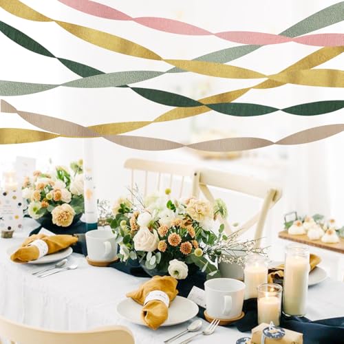 Image of Wedding Party Decorations, 6 Rolls Sage Green Crepe Paper Streamers or Green Boho Wedding, Bridal Shower, Bachelorette, Woodland Party Supplies Decor