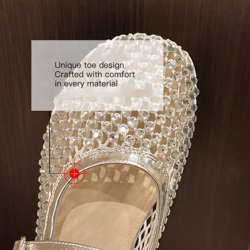 Women Vintage Ballerina Flats Mary Janes Mesh PU Shoes, Candy Colors Diamond Design, Lightweight Casual Girls Teens4