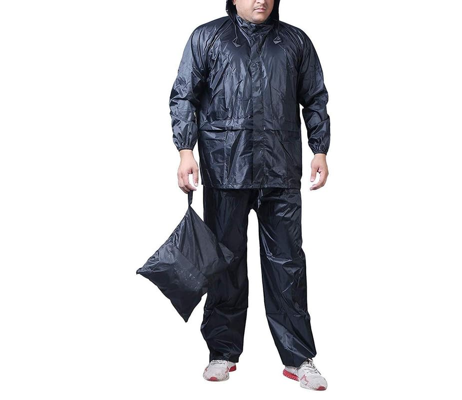 w+ Women's Bike/Scooter Water Proof Plain Rainsuit with Bag (Navy Blue)-picture-36