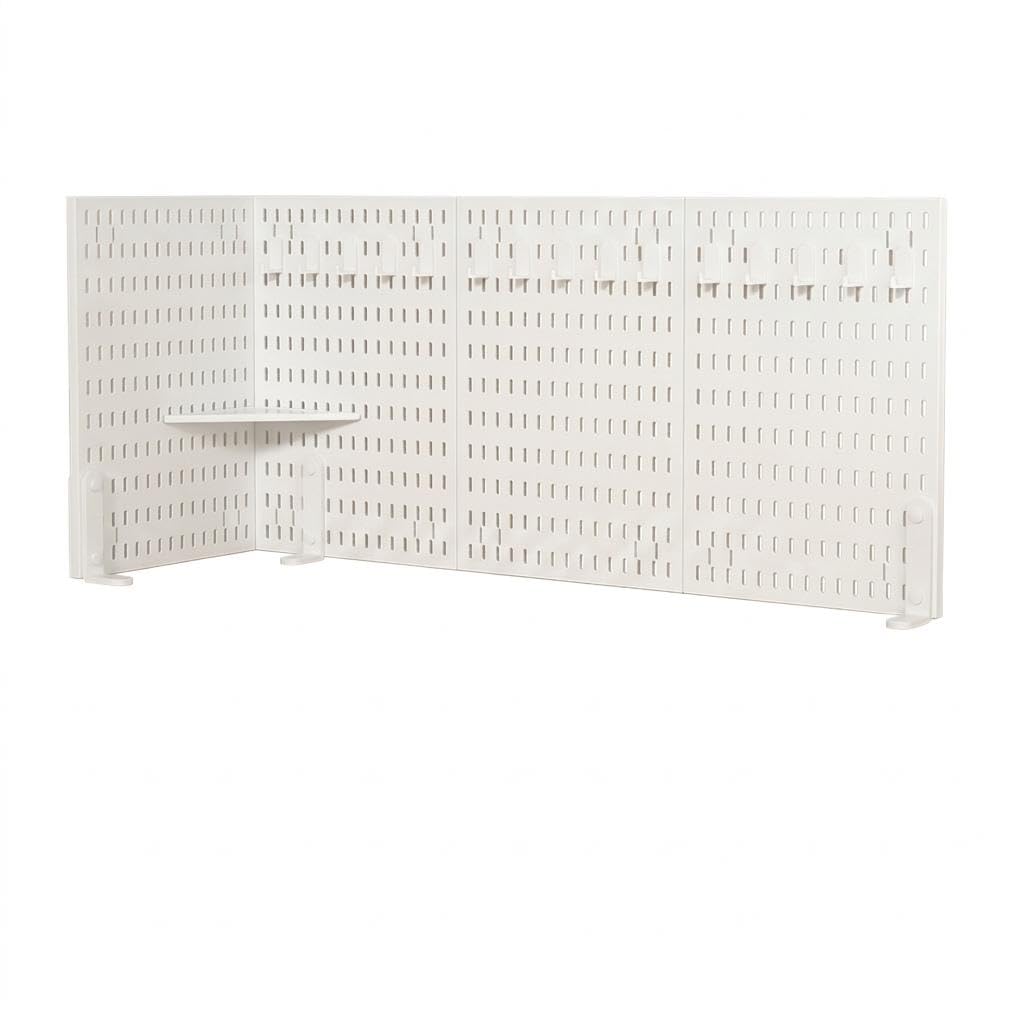 CALANDIS Pegboard Wall Organiser, 4 Piece Peg Board Tool Organiser for Craft Rooms, Desk Pegboard for Study Desks & Home ivory Desktop Set E Corner Clamp Typ-image-37
