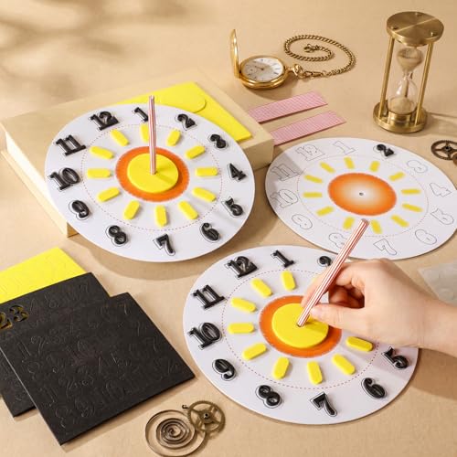 Ireer 24 Pcs DIY Sundial Craft Kit Educational Learning Teaches Time Solar Shadow Concepts Easy to Assemble for Home School Classroom Group Science Activity - Thumbnail 6