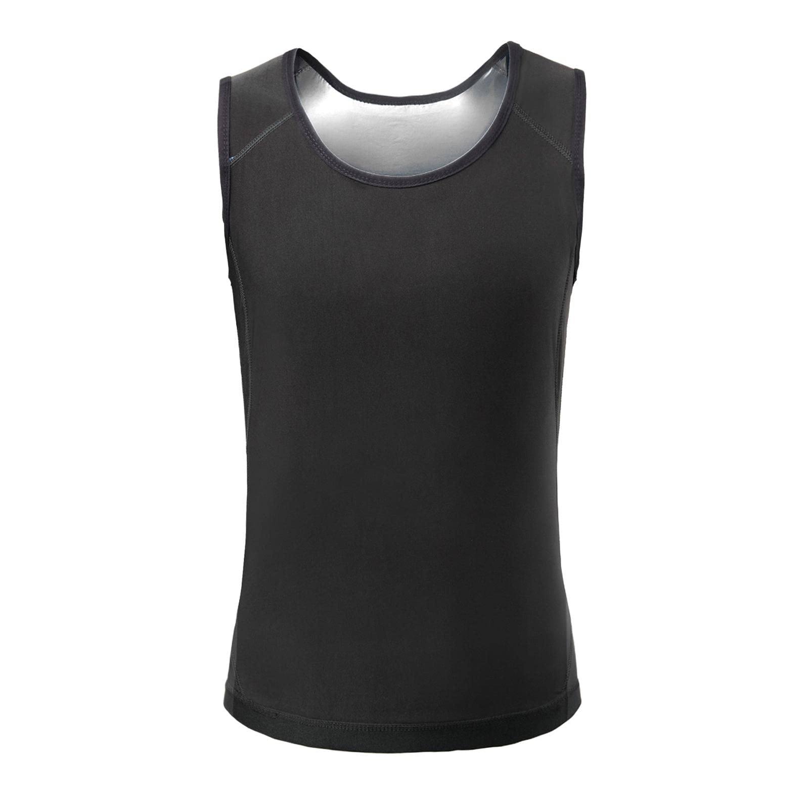 Mens Sauna Sweat Vest Workout Shirt Slimming Burner Sweat Enhancing Vest L XL Argent-image-40