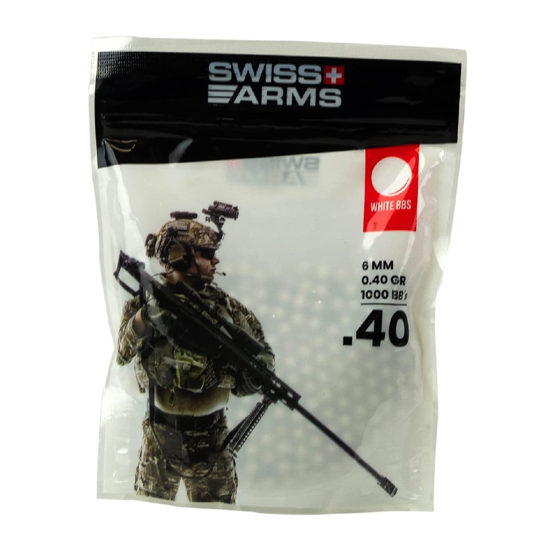 Billes SWISS ARMS Blanche 0.40gr Sac 1000BBs / C36, Blanc