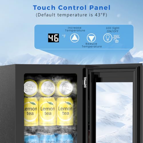 Image of Electactic 24 Cans Mini Fridge, 0.6 cu ft Beverage Refrigerator Cooler with Digital Temperature Control, Compact Drink Dispenser for Soda Beer, for Home Office Dorm, Black