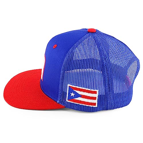 Image of Trendy Apparel Shop PR 3D Embroidered Snapback Trucker Cap with Puerto Rico Flag