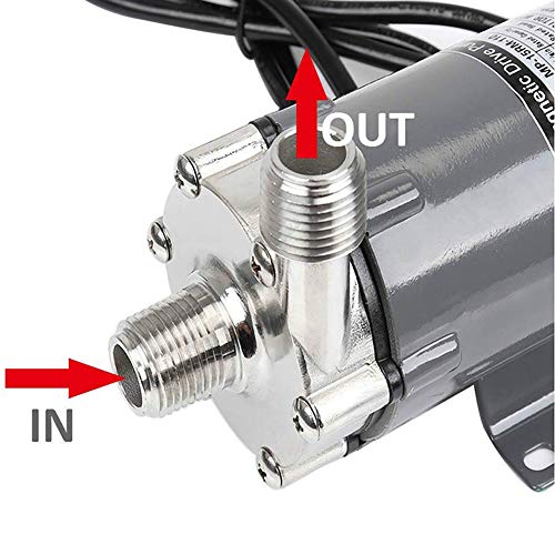 Home Brewing Pump, Mp-15Rm Magnetic Beer Water Pump,Stainless Steel 304 Food Grade, High Temperature Resistance With Ce Certification, 110V Us Plug, 1/2" Thread Switch Grey #TOP2