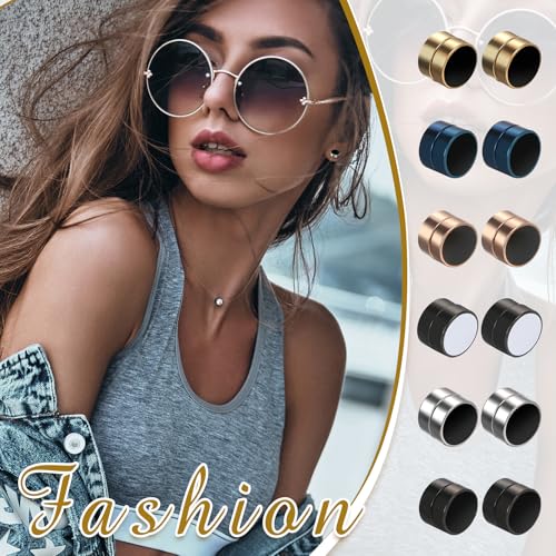 Punk 6-12mm Stainless Steel Black Magnetic Non-piercing Clip On Fake Cheater Stud Earrings for Men Women3