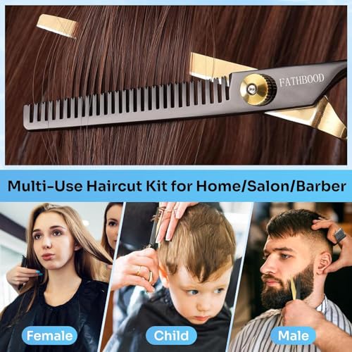 Haarschere Set, 15 Stücke Friseurschere Set Friseurscheren Profi 6,7 Zoll Haarschneideschere Hohe Qualität 440C Delstahl Haarschneide Set für Damen Herren Kinder Familie Friseursalon