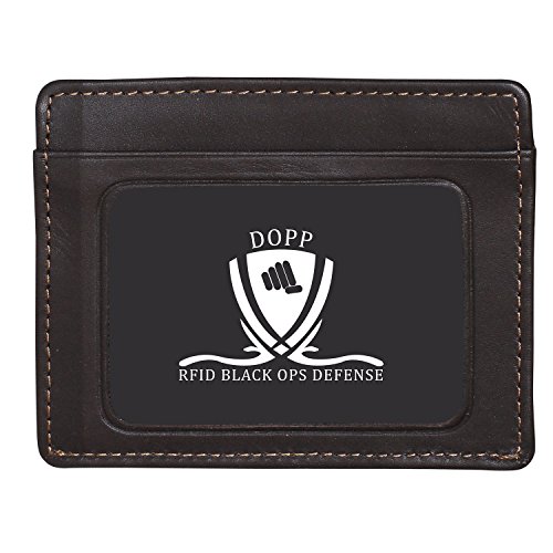 Dopp Leather Slim Wallet RFID Front Pocket Wallet Minimalist Thin Credit Card Holder (Mahogany)