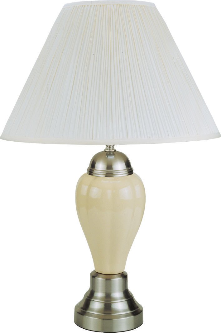 OREInternational 6117SN-IV Ceramic Table Lamp, 16" x 16" x 27", Silver/Ivory