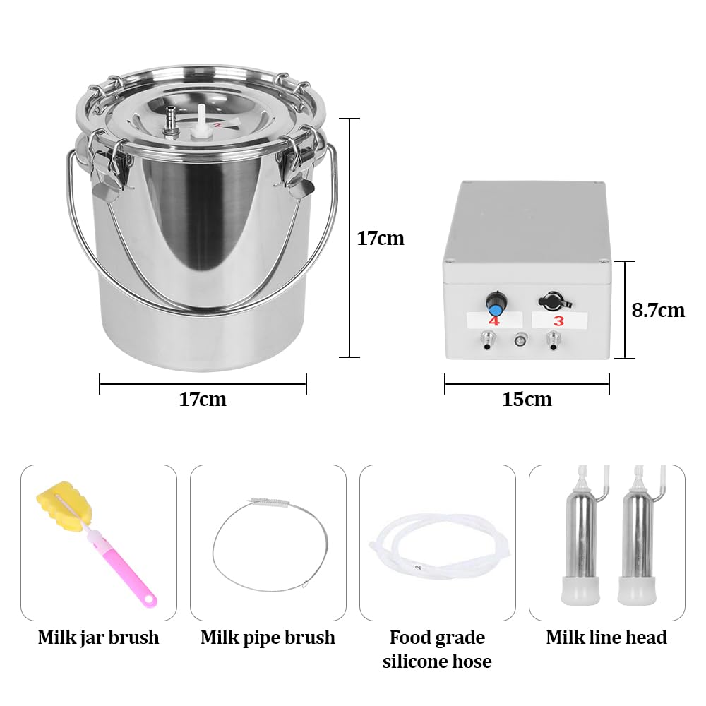 5LZiegenmelkmaschine, wiederaufladbarer Host, Regulierung der Pulsationsgeschwindigkeit, automatischer Stopp der Melkmaschine, wenn sie mit Milch gefüllt ist, mit Milcheimer aus Edelstahl
