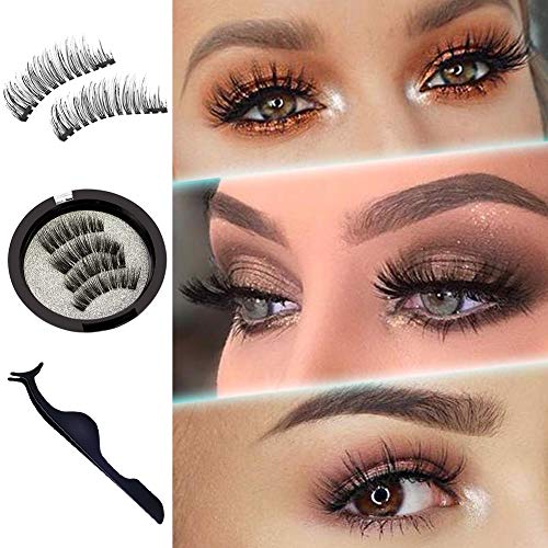 Magnetic Eyelashes,Falses Eyelashes Magnetic,3d Magnetic eyelashes,Magnetic Lashes Reusable Natural Ultra Thin Magnetic Falses Eyelashes for Party Dating Wedding,8pcs with Tweezers