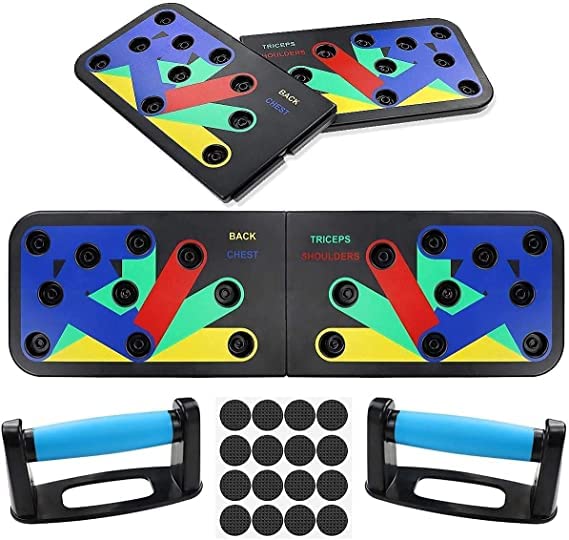 Push Up Board for Men with Resistance Tube | Exercise Equipment for Home Gym | Pushup Flex Board with Color Codes for Chest, Back, Shoulders & Arms Workout | Durable & Foldable | Anti Skid Feet-image-32