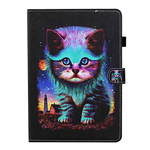 AIFILLE Etui Portable pour Tablette Tactile 7 Pouces Animaux Chat Glitter Motif Pochette Etui en Cuir Anti Choc Housse de Protection Universel 7 Pouces avec Porte Carte Support Smart Cover