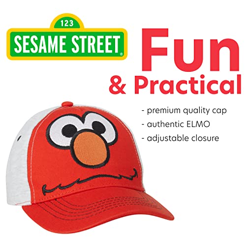 Sesame Street Toddler Cotton Baseball Cap – Elmo, Cookie Monster, Big Bird, Oscar The Grouch, Size Age 2-4, Elmo Red/Grey3