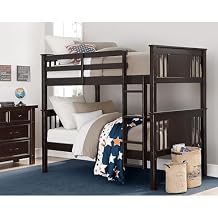 DHP Dylan Convertible Wood Bunk Bed, Stackable and Detachable Bed Frames for Kids and Teens, with Ladder, High Guardrail, Wood Slats, No Boxspring Required, Twin-Over-Twin, Espresso