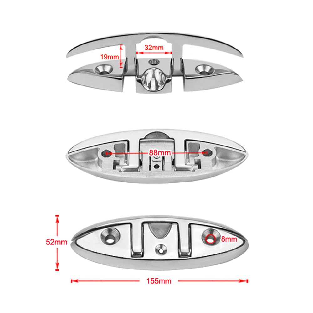 316 Stainless Steel Boat Folding Cleats Boats Dock Cleats, Flip up Dock Cleat for Deck and Boat, for Boats Kayak