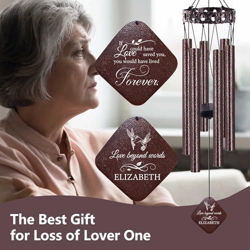 Image of ASTARIN Personalized Memory Wind Chimes, Wind Chime in Memory of Loved One, Bereavement Metal Outdoor Wind Chime 28 inch, Customized Sympathy Gifts for Women /Man