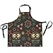 JUYONSEN Delantal con diseño de búho floral con bolsillos convenientes ajustables rápidos
