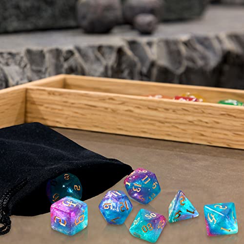 Image of Resin Dice Set Translucent Colors Polyhedral Dice with Dice Box and Organza Bag D6 Dice Set Giant D20 Dice for Dragons Role Play Games and Table Games