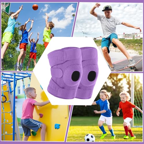 Image of Foilswirl 1 Pcs Kids Knee Brace with Side Stabilizers,Purple | Patella Gel Pad Opening, Adjustable Straps Youth Child Knee Brace Support, Meniscus Tear Sports Running