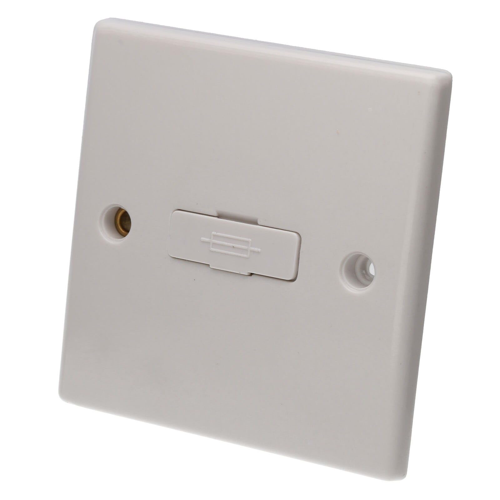 kenable 13A Unswitched Fused Spur Single Pole White Rounded Faceplate Wall Plate for Fixed Appliances
