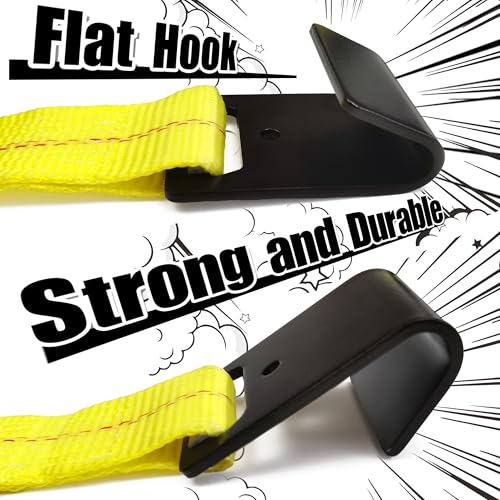KJE 8 Pack Flat Hook Ratchet Straps, 2" x 27' Heavy Duty Tie Down Ratcheting Strap, 10,000 Lbs Max Break Strength, Cargo Straps for Flatbed, Truck, Trailers Pickup by KJE - Image 5