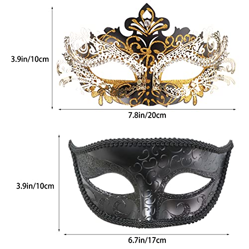 Image of Coddsmz Couple Masquerade Mask Set - Venetian & Mardi Gras Mask for Women & Men