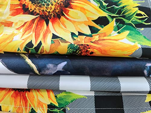 Cow Curtains Farm Animal Windows Valances Curtain Yellow Sunflower Cow Kitchen Valances Rod Pocket Buffalo Check Black White Window Treatment Short Topper Curtains For Kitchen Living Bedroom,54X18 In #TOP5