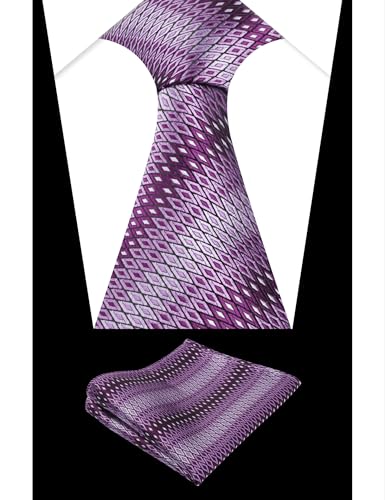 Image of Alizeal Mens 3.15'' Gradient Novelty Pattern Tie Set with Pocket Square Casual Color Tie Set