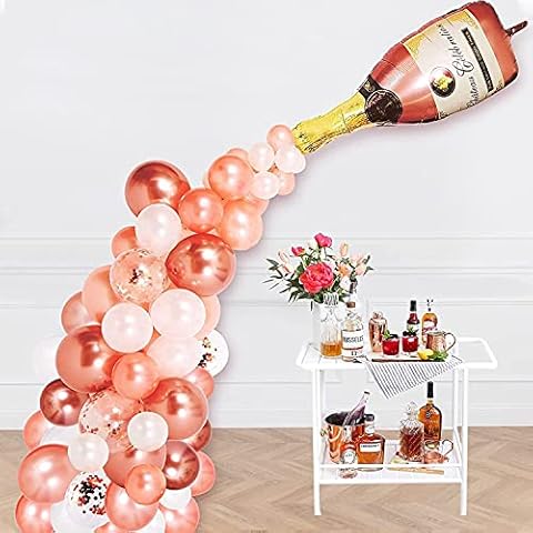 Champagne Bottle Balloon Arch Kit, Rose Gold Balloon Garland, 40" Champagne Bottle Balloons & 60Pcs Latex Balloon Confetti Balloon, for Wedding Birthday Bachelorette Bridal Shower Party Decorations Cover