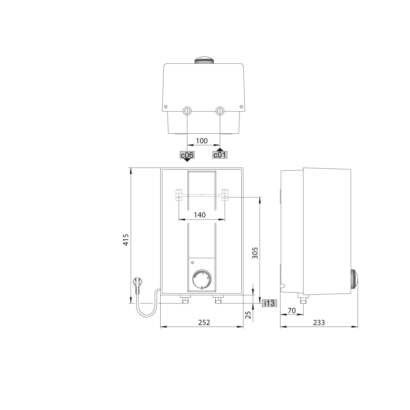 AEG druckloser Kleinspeicher Hoz 5 Basis, Übertischboiler 5 Liter Niederdruck, steckerfertig, 2 kW, 221117